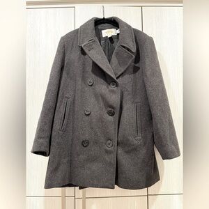 Talbots | 100%‎ Wool Classic Pea Coat | Charcoal Grey | Petite 14